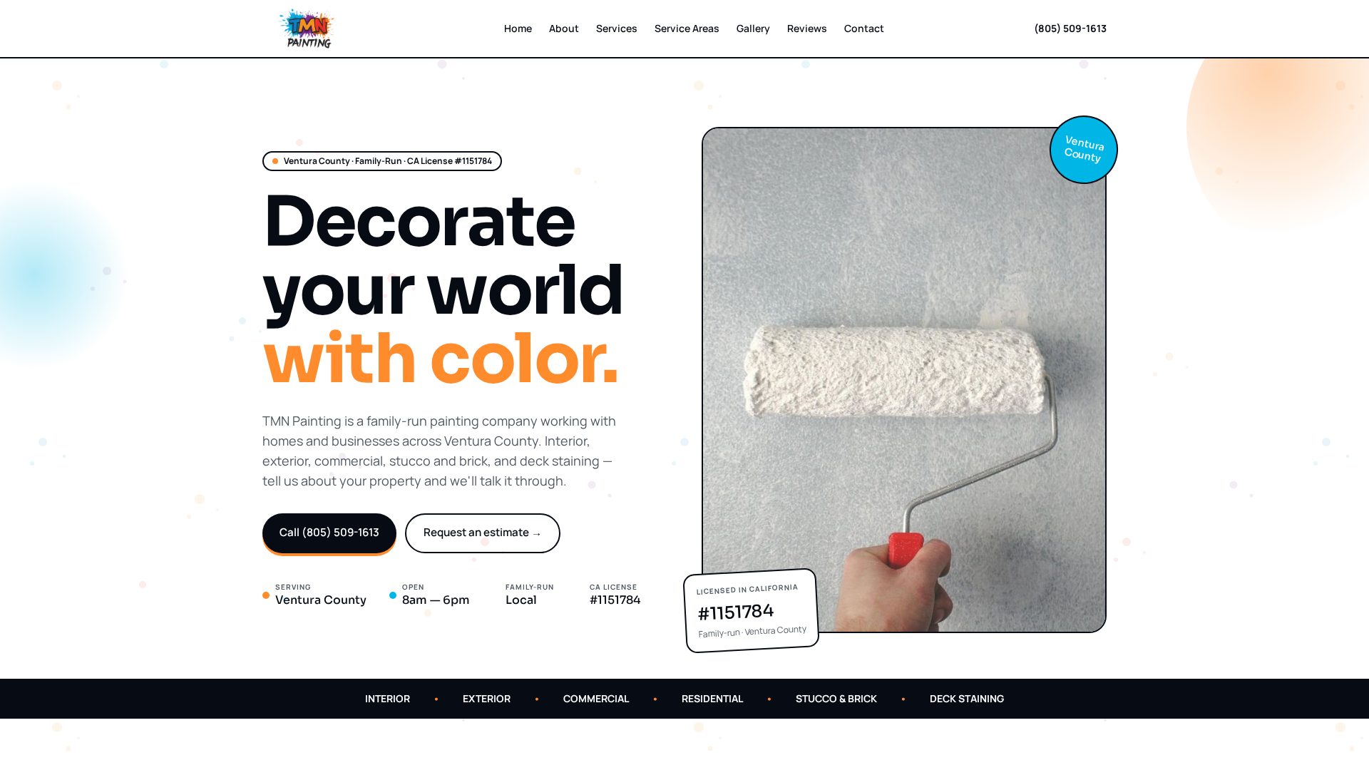 Homepage of the TMN Painting website, professionally built by Justified Media